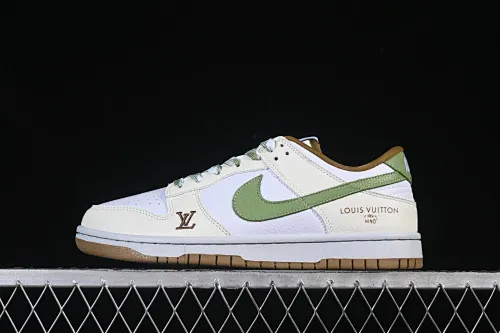All categories Nk SB Dunk Series Nk SB Dunk Low High-end customized low-top sneakers Nike SB Dunk Low LV co-branded white, green and brown High-end customized low-top casual sneakers SC0601-476